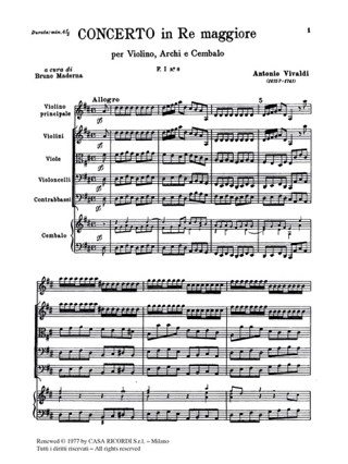 Concerto en sol min. - F. 1 n° 211 - Conducteur - VIVALDI - Partition